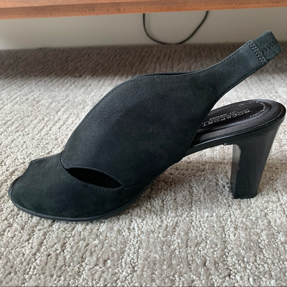Rockport Total Motion V Sling Black open toe leather heels size 7.5 - Picture 6 of 7